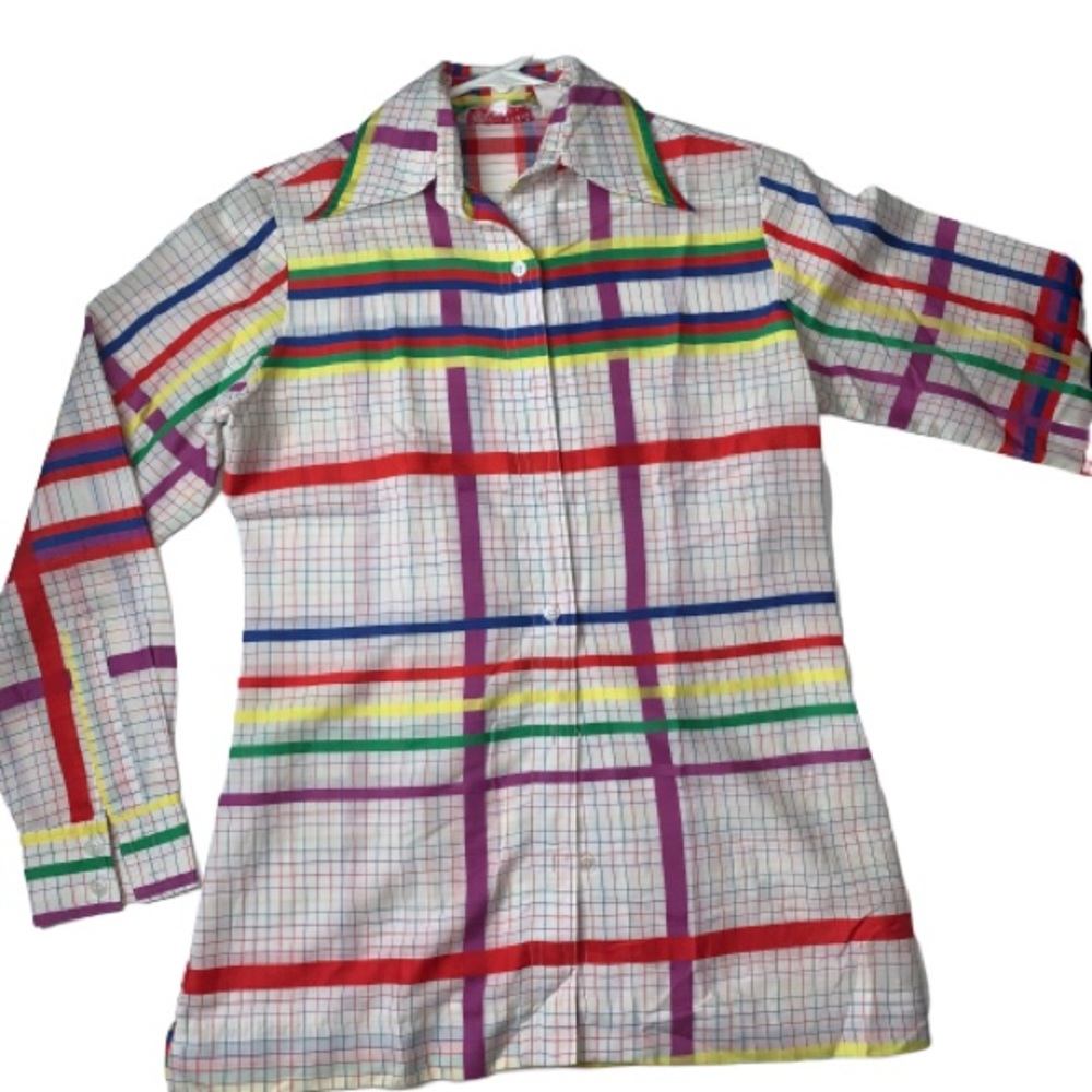 Vintage Shirt White plaid Evan Picone button up size 10